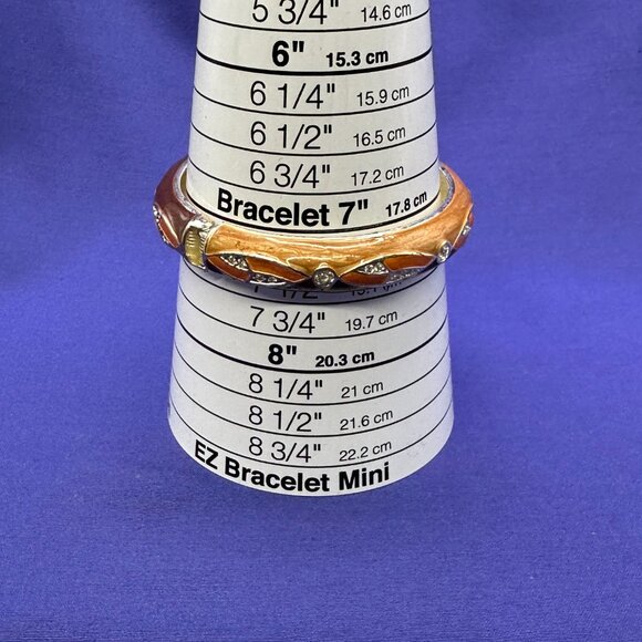 VTG Three-Tone Enamel Hinged Bangle Bracelet w/Crystal Accents - Picture 10 of 14